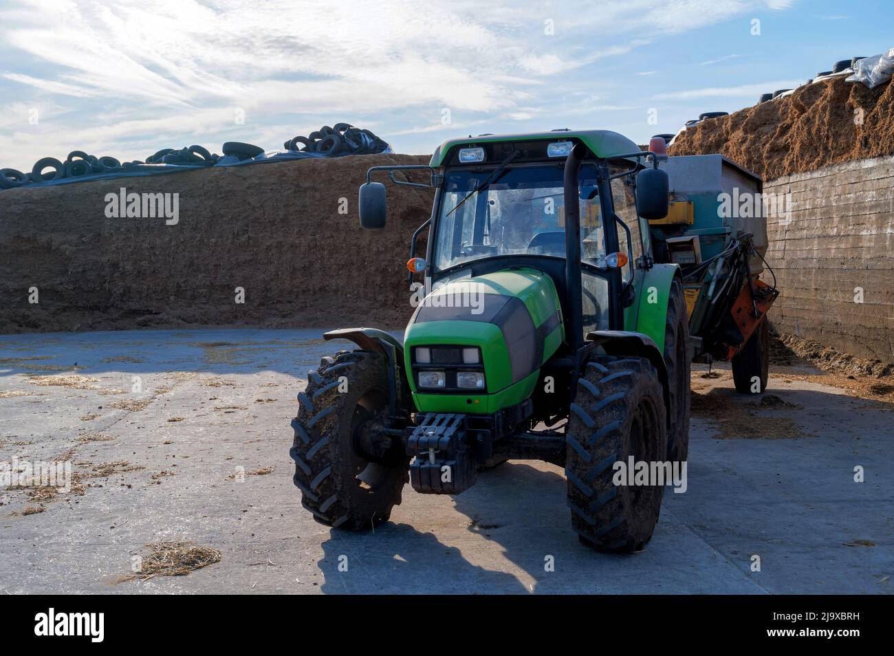 Feed greender for animals attached to tractor. Forage shredder Stock
