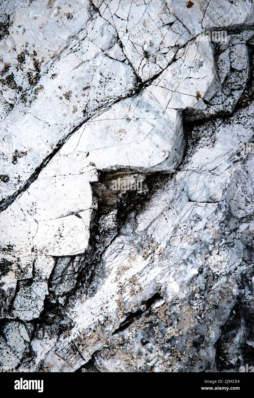 abstract background or texture limestone rock with a zigzag crack Stock