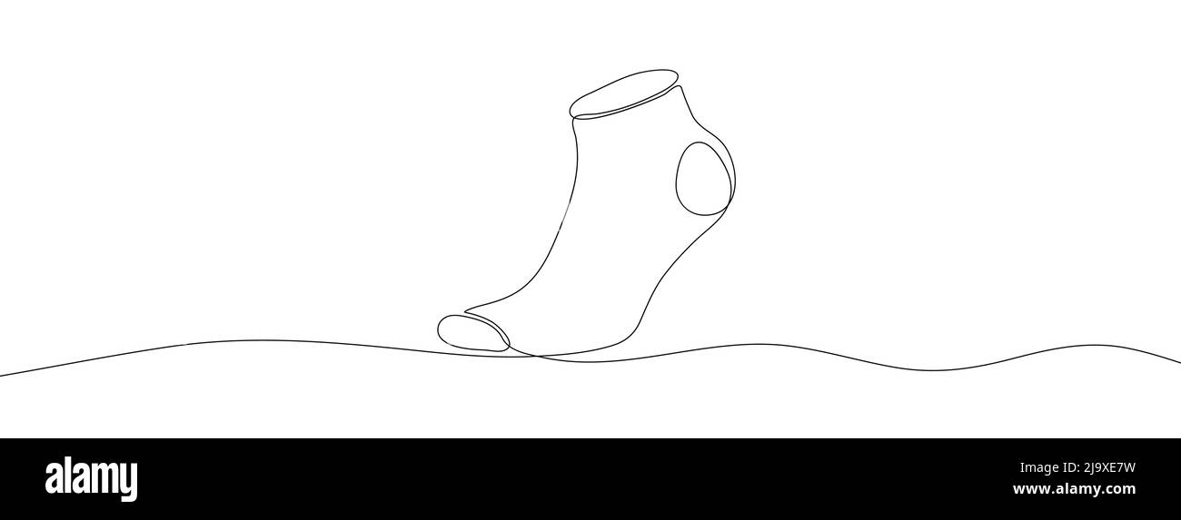 Continuous line drawing of socks. Socks one line icon. One line drawing background. Vector