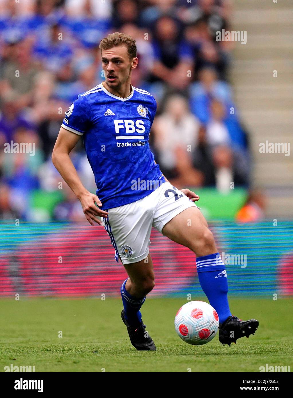 Kiernan Dewsbury-Hall #22 of Leicester City warming up before the