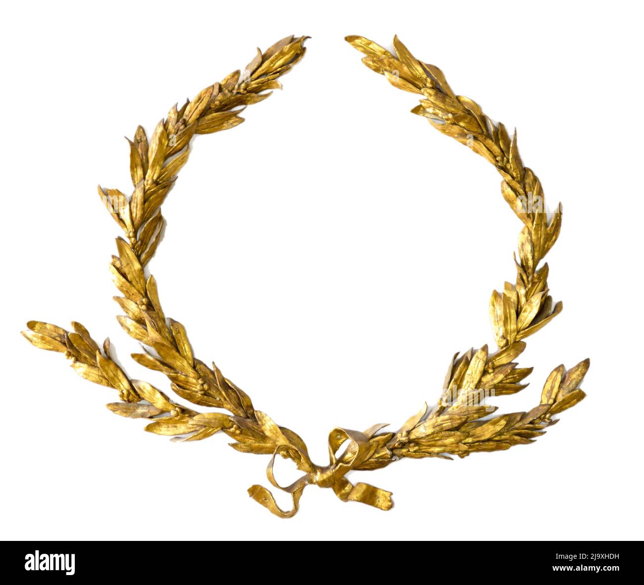 Gold laurel wreath isolated on white Stock Photo Alamy