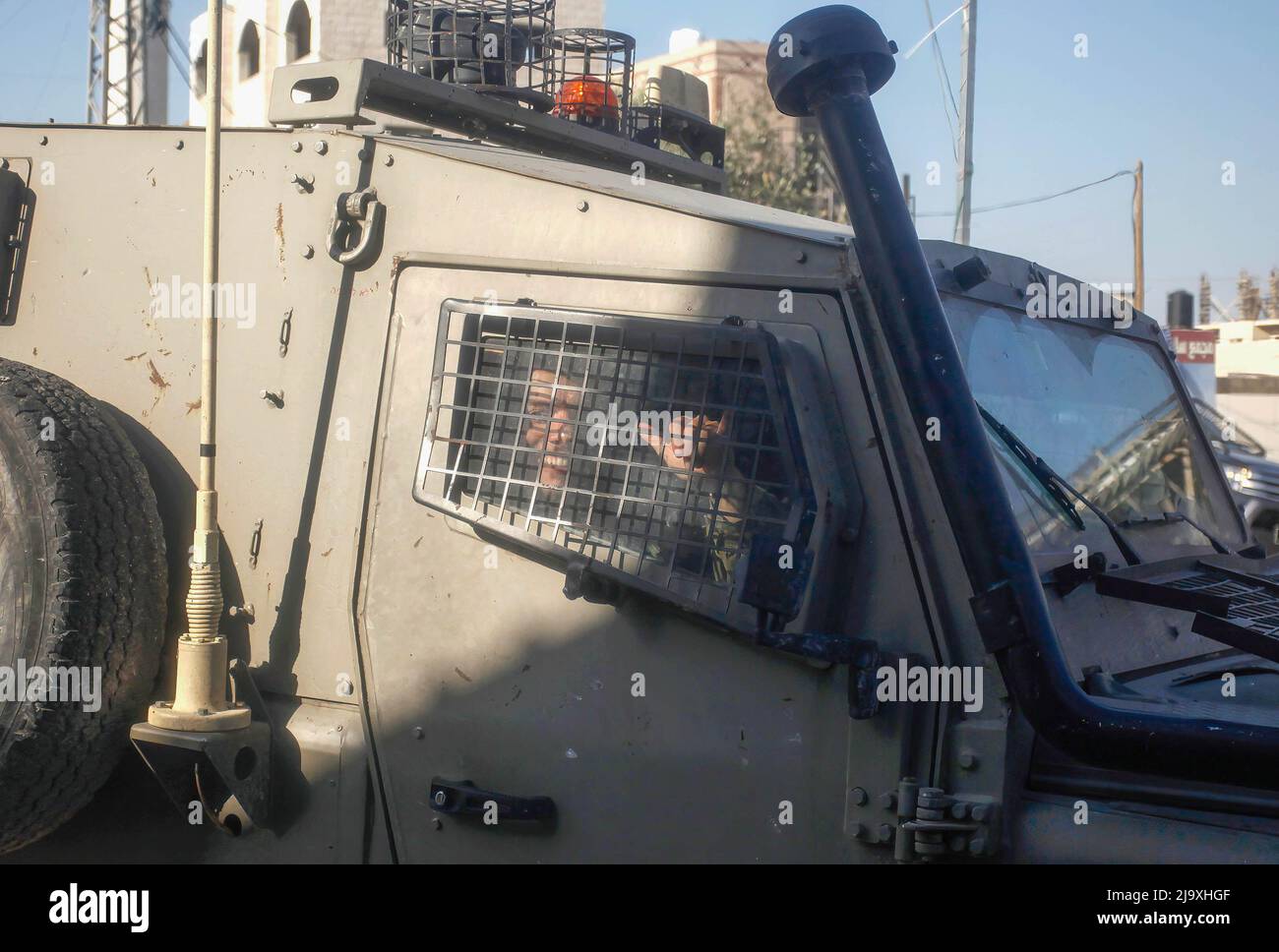 Nablus, Palestine. 12th May, 2022. An Israeli soldier seen from the