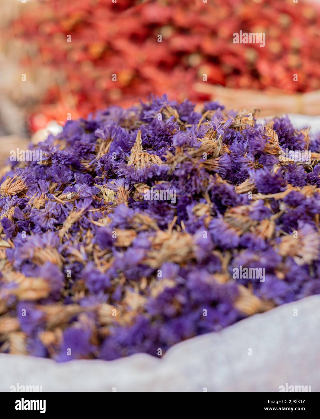 Dried purple Flowers on the market of Egypt Stock Photo Alamy