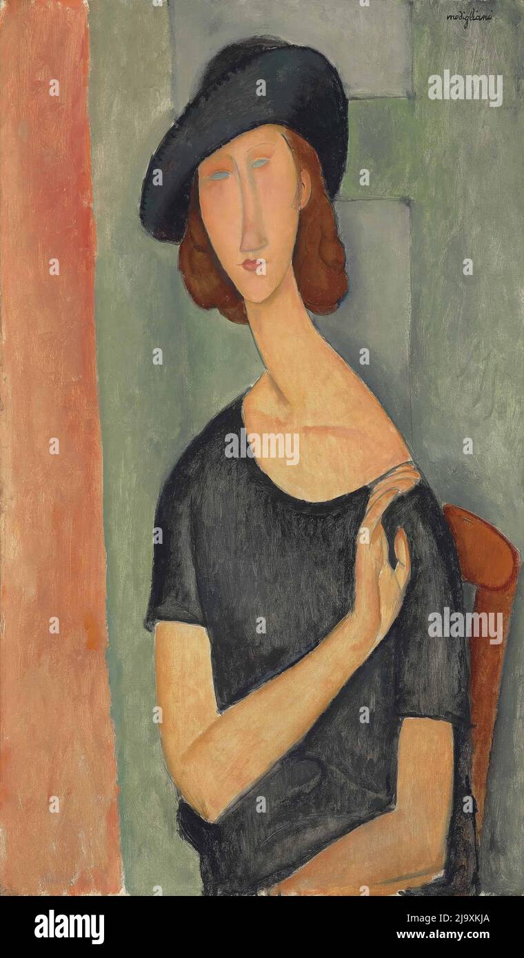 Title: Jeanne Hebuterne (au chapeau) Creator: Amedeo Modigliani   Date: 1919 Dimensions: 92 x  54 cm  Medium:  oil on canvas Location: Private collection Stock Photo