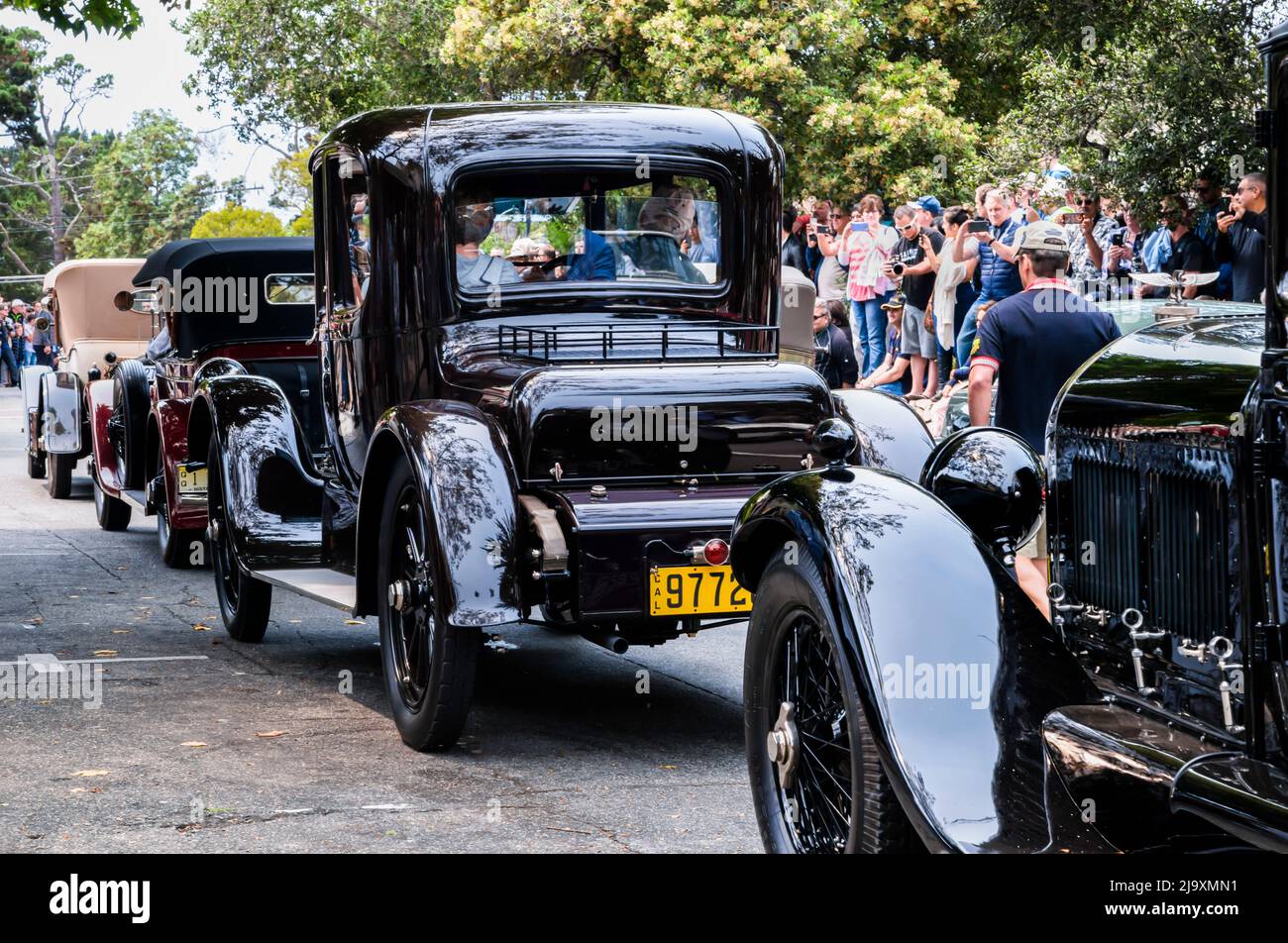 The Pebble Beach Concours d'Elegance event on Ocean Avenue in Carmel-by-the-Sea during Monterey car week Stock Photo