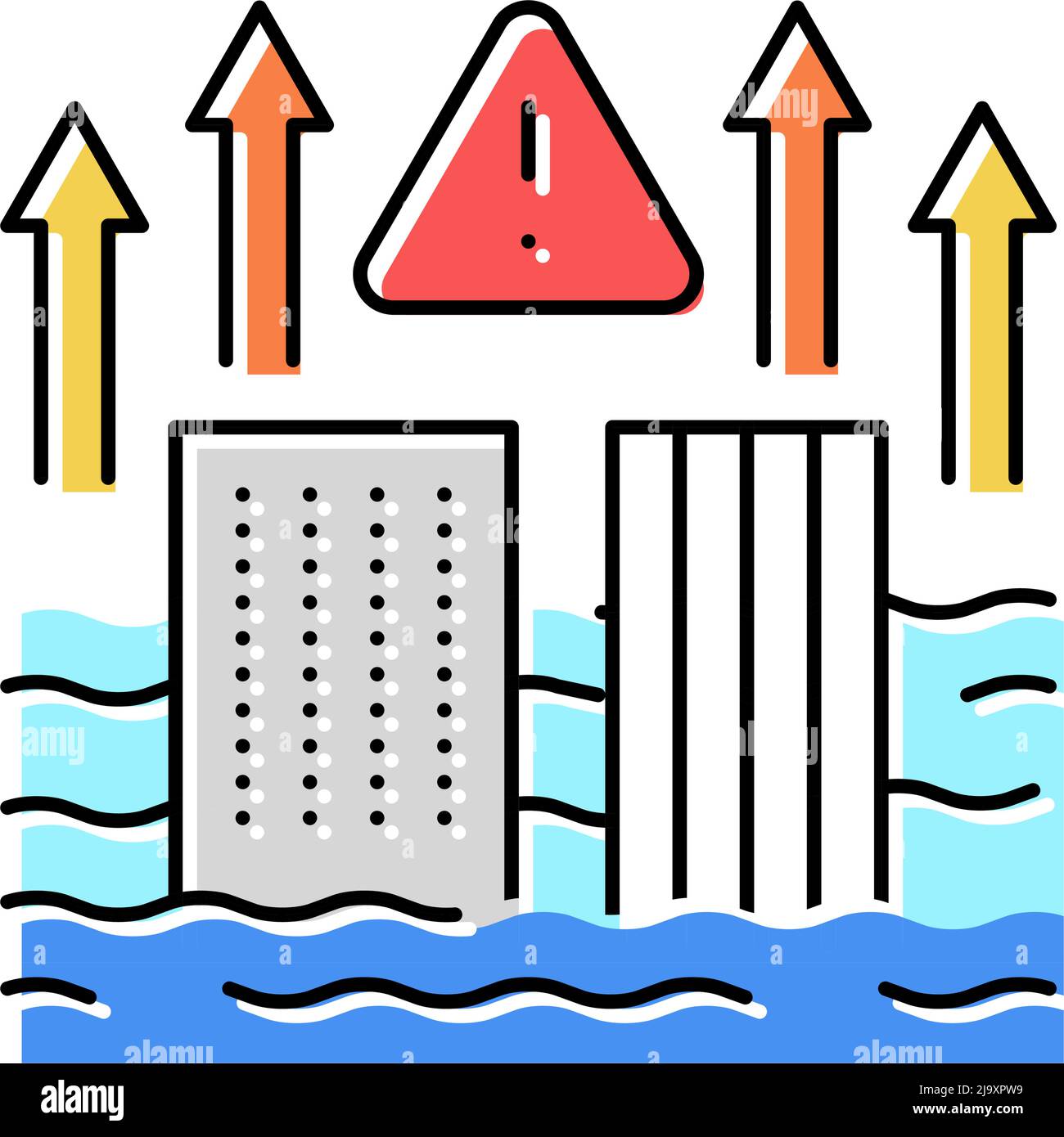sea level problem color icon vector illustration Stock Vector Image ...