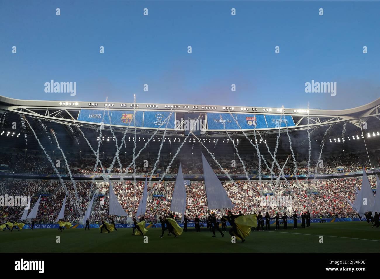 Turin, Italy, 21st May 2022. A general view during the opening ceremony prior to the UEFA Womens Champions League match at Juventus Stadium, Turin. Picture credit should read: Jonathan Moscrop / Sportimage Stock Photo