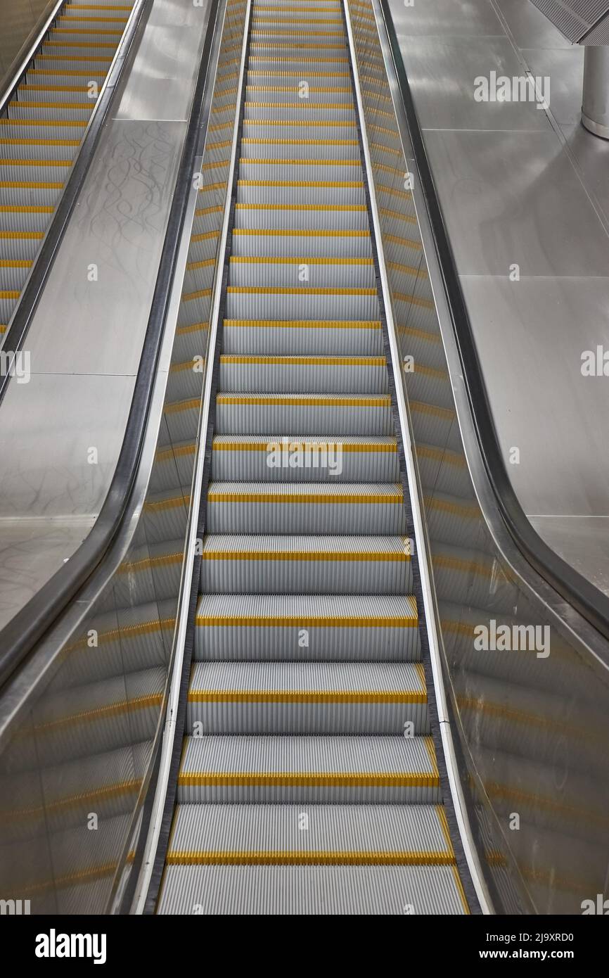 Escalator of a metro station Stock Photo - Alamy