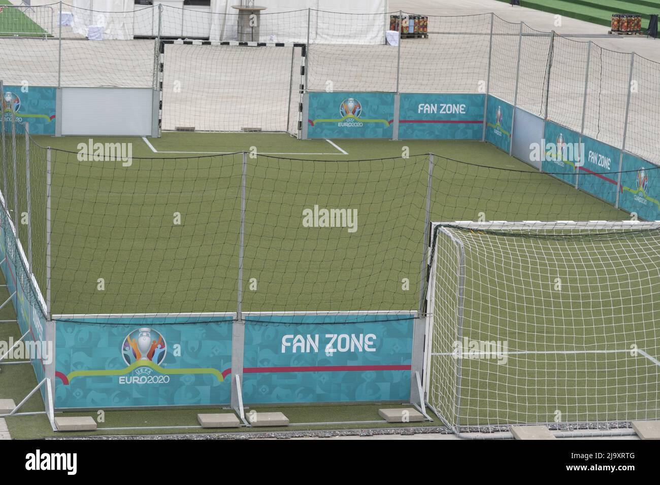 Setting up for Budapest UEFA Fan Fest for EURO 2021, Budapest, Hungary