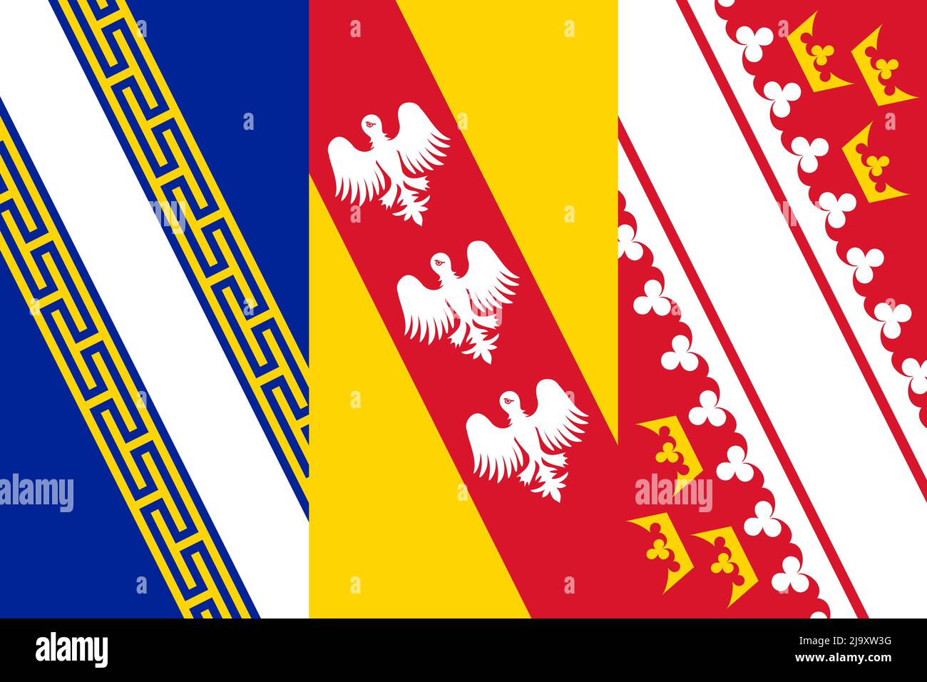 Top view of flag Grand Est, France. French patriot and travel concept ...