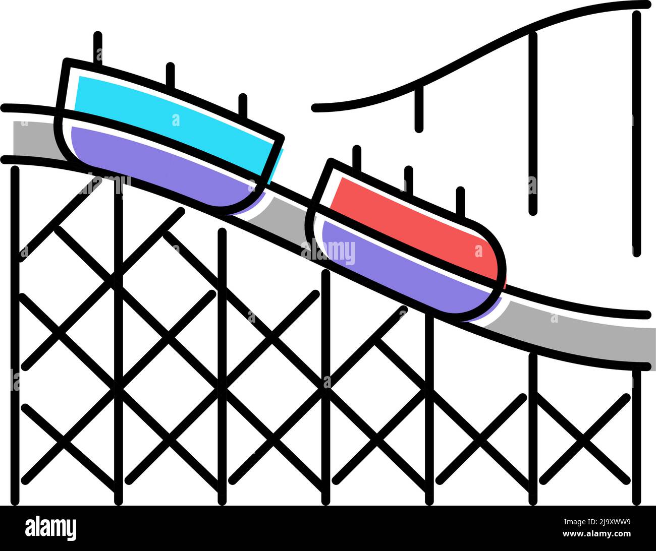 rollercoaster amusement park color icon vector illustration Stock ...