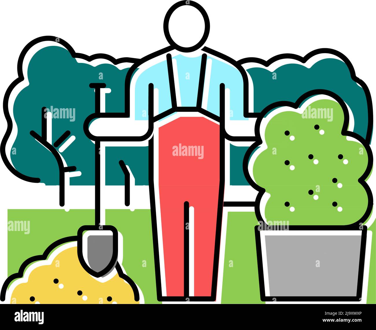 landscaper business color icon vector illustration Stock Vector Image ...