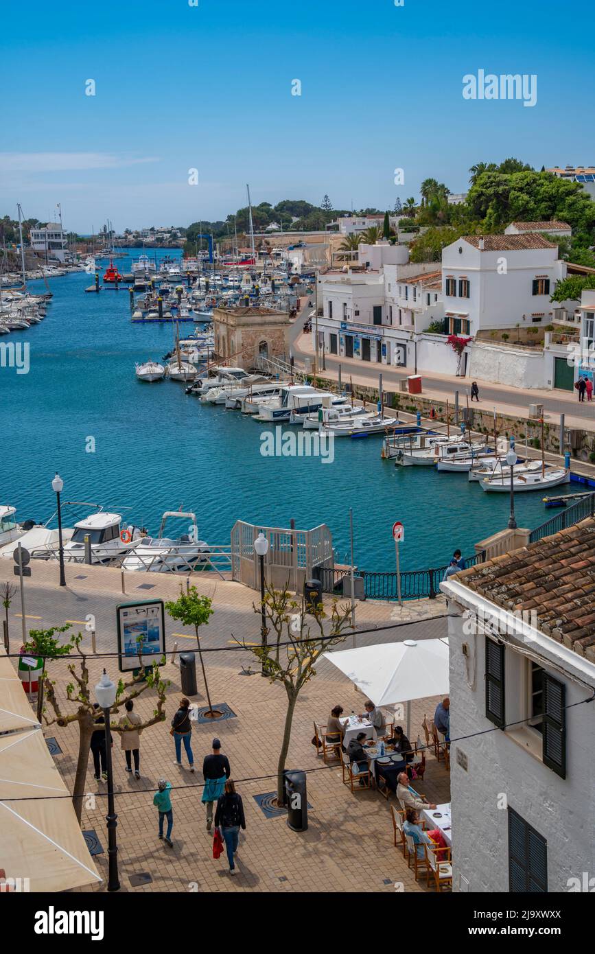View of marina from an elevated position, Ciutadella, Menorca, Balearic Islands, Spain, Europe Stock Photo