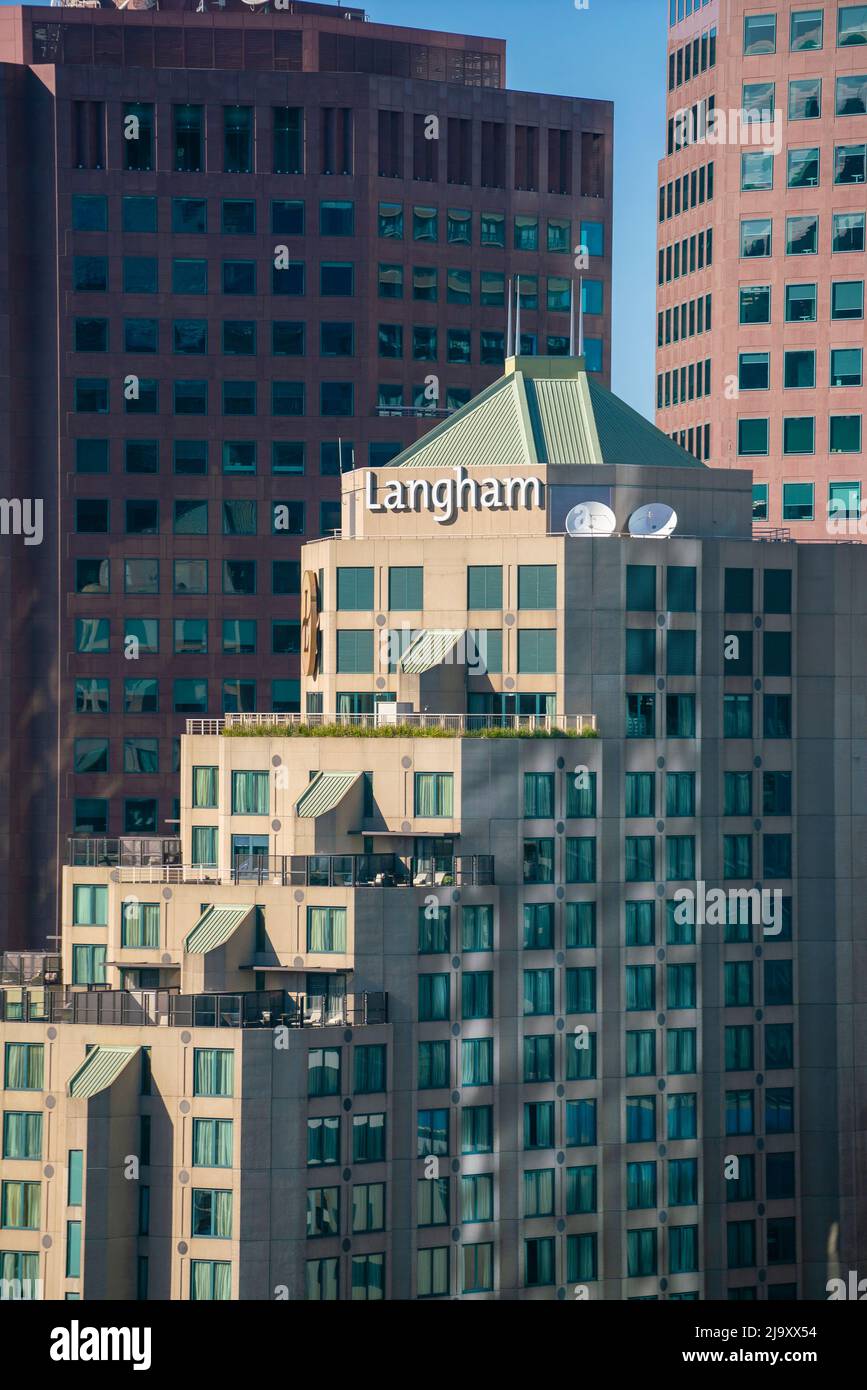 Melbourne, Australia - May 3, 2022: Aerial view of Langham Hotel in Melbourne Stock Photo