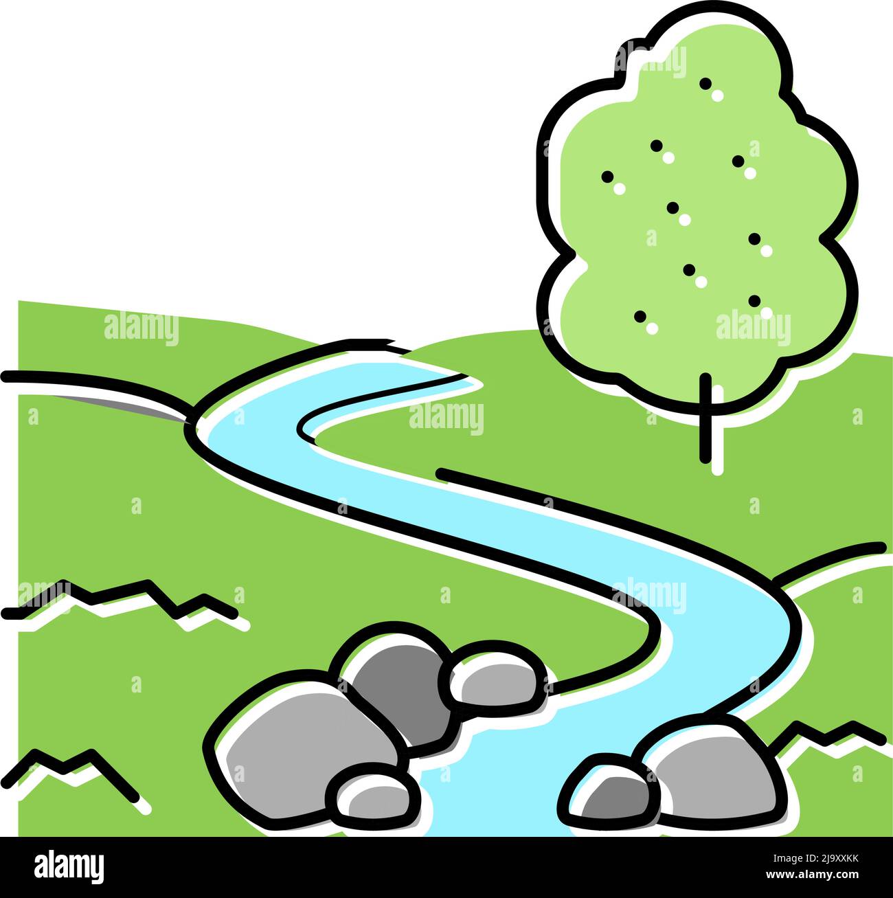 river on meadow color icon vector illustration Stock Vector Image & Art ...