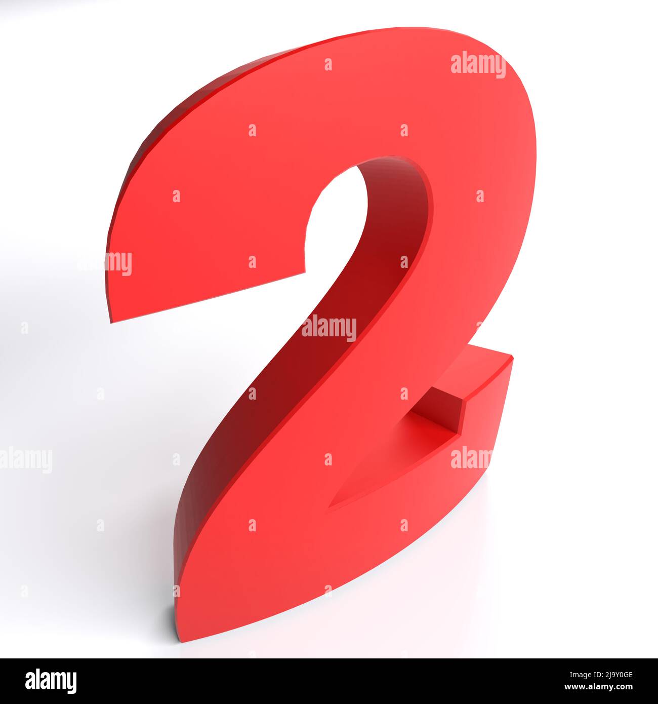 Number 2 in red color isolated on white background - 3D rendering ...
