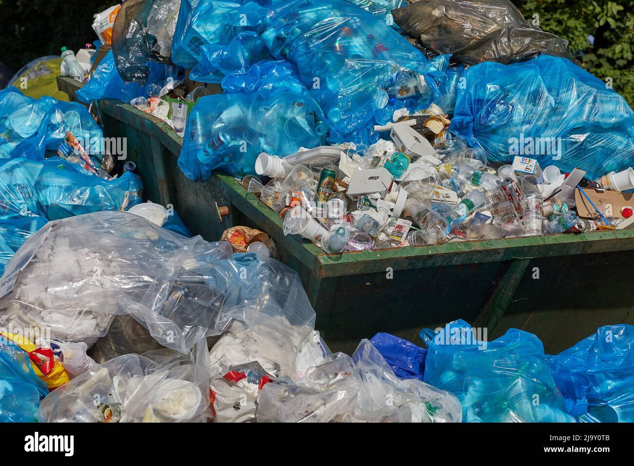 Garbage Containers Full, Overflowing Stock Photo