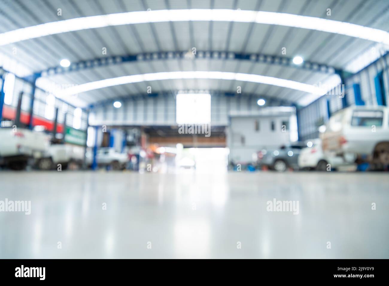 Blurred background of Automotive industry, Car repair service center