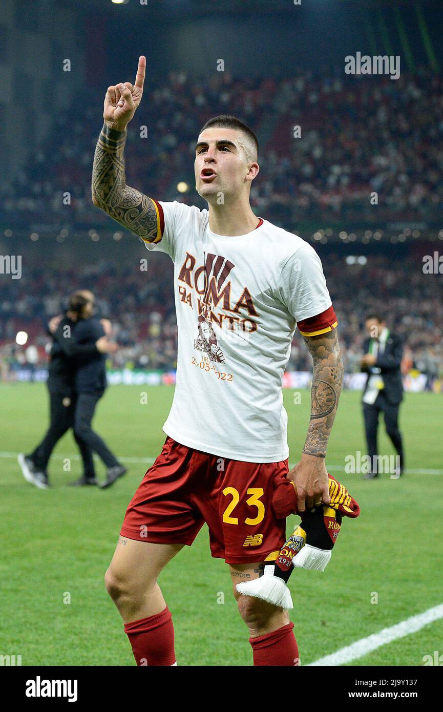 Roma fans go wild at empty Olimpico as Conference League won in Tirana