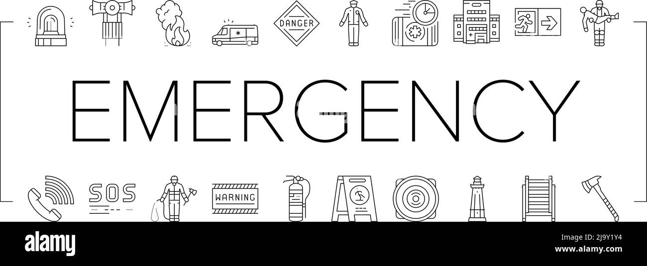 Emergency Helping In Accident Icons Set Vector Stock Vector Image & Art ...