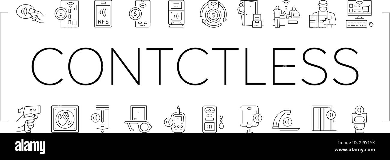 Contactless System Technology Icons Set Vector Stock Vector Image & Art ...