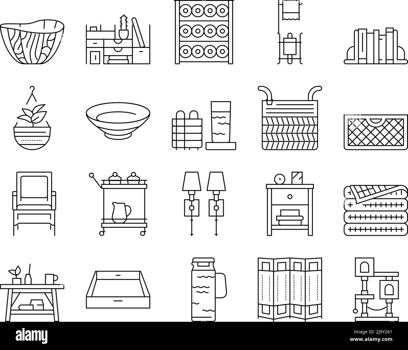 Home Decoration And Furniture Icons Set Vector Stock Vector Image & Art ...