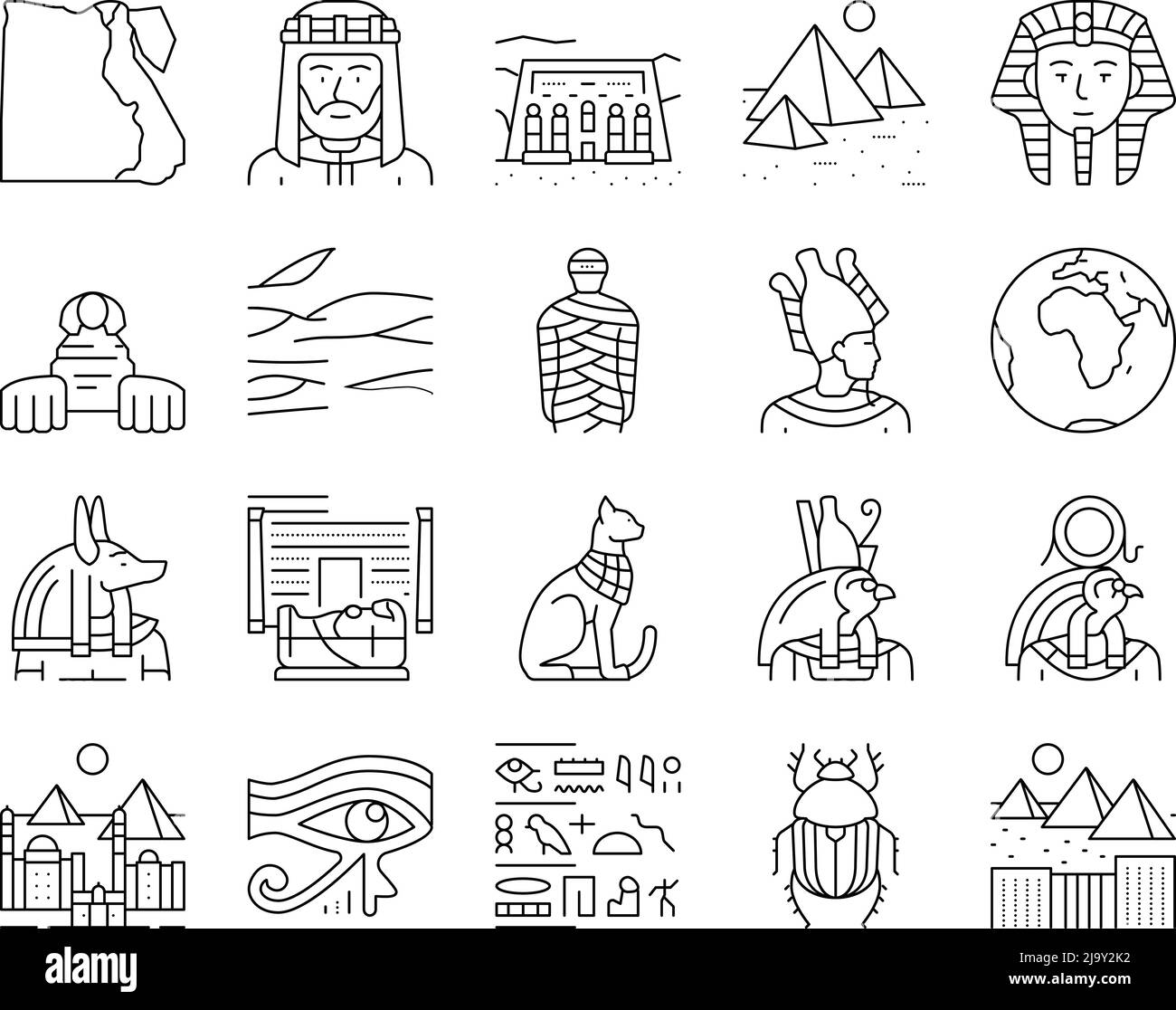 Egypt Country Monument Excursion Icons Set Vector Stock Vector Image And Art Alamy