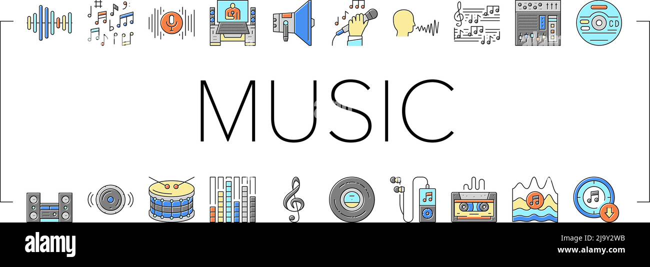 Music Record Studio Equipment Icons Set Vector Stock Vector Image & Art ...