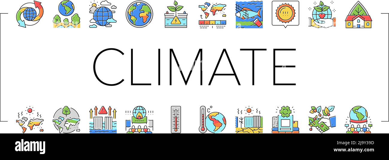 Climate Change And Environment Icons Set Vector Stock Vector Image ...