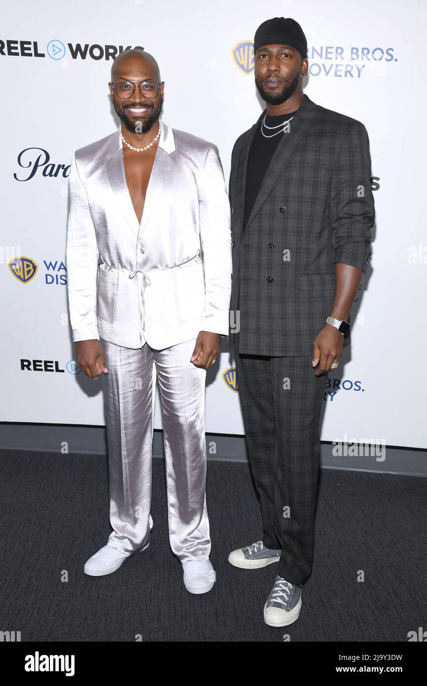 New York, USA. 25th May, 2022. (L-R) Bryan Terrell Clark and Devario Simmons attend the Real Works 2022 Changemakers Gala at Tribeca 360 in New York, NY, May 25, 2022. (Photo by Anthony Behar/Sipa USA) Credit: Sipa USA/Alamy Live News Stock Photo