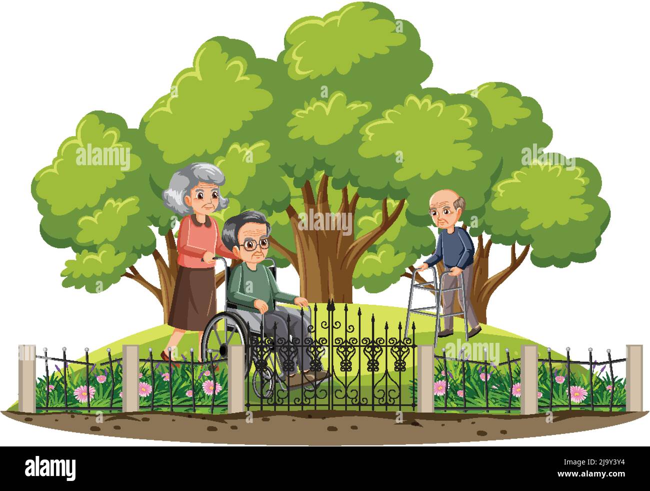 Elderly people at park illustration Stock Vector Image & Art - Alamy