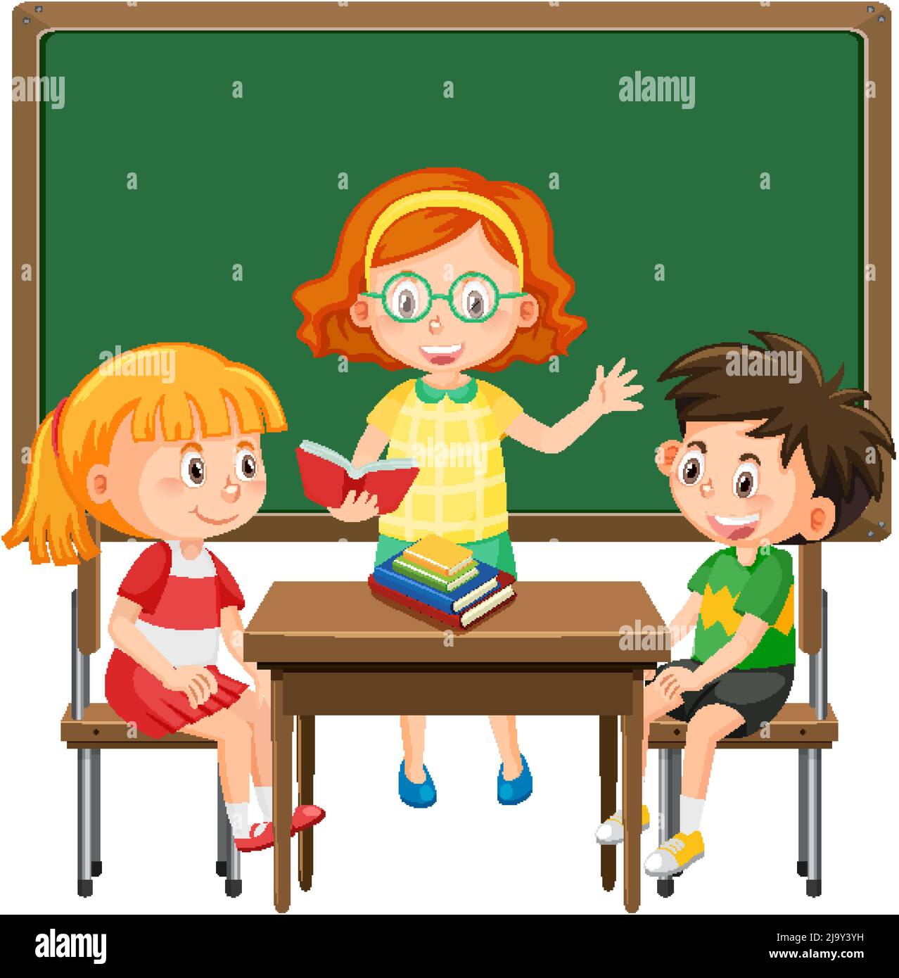 A blank board with children cartoon character illustration Stock Vector ...
