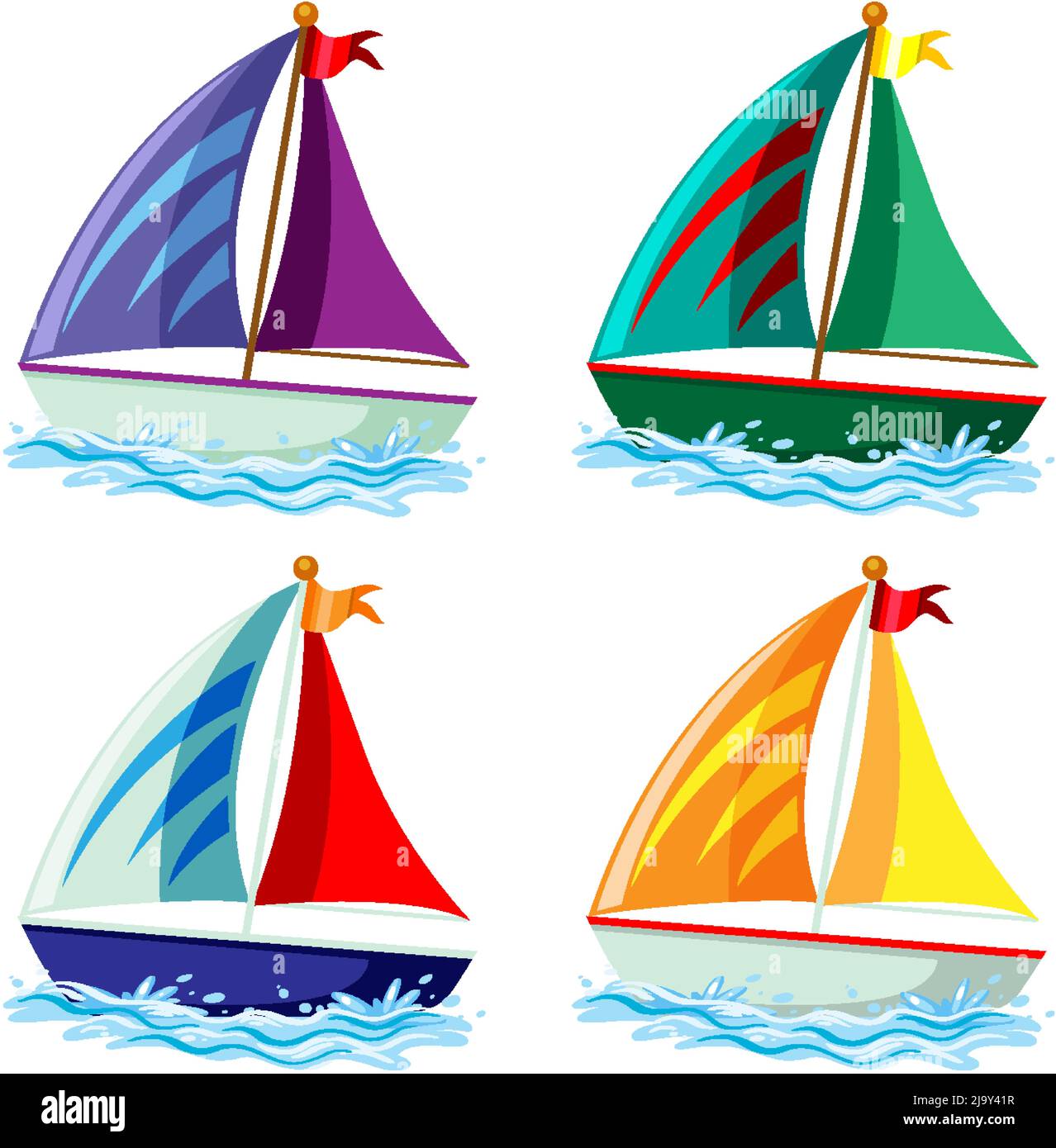 Set of sailboats in different colours illustration Stock Vector Image & Art Alamy