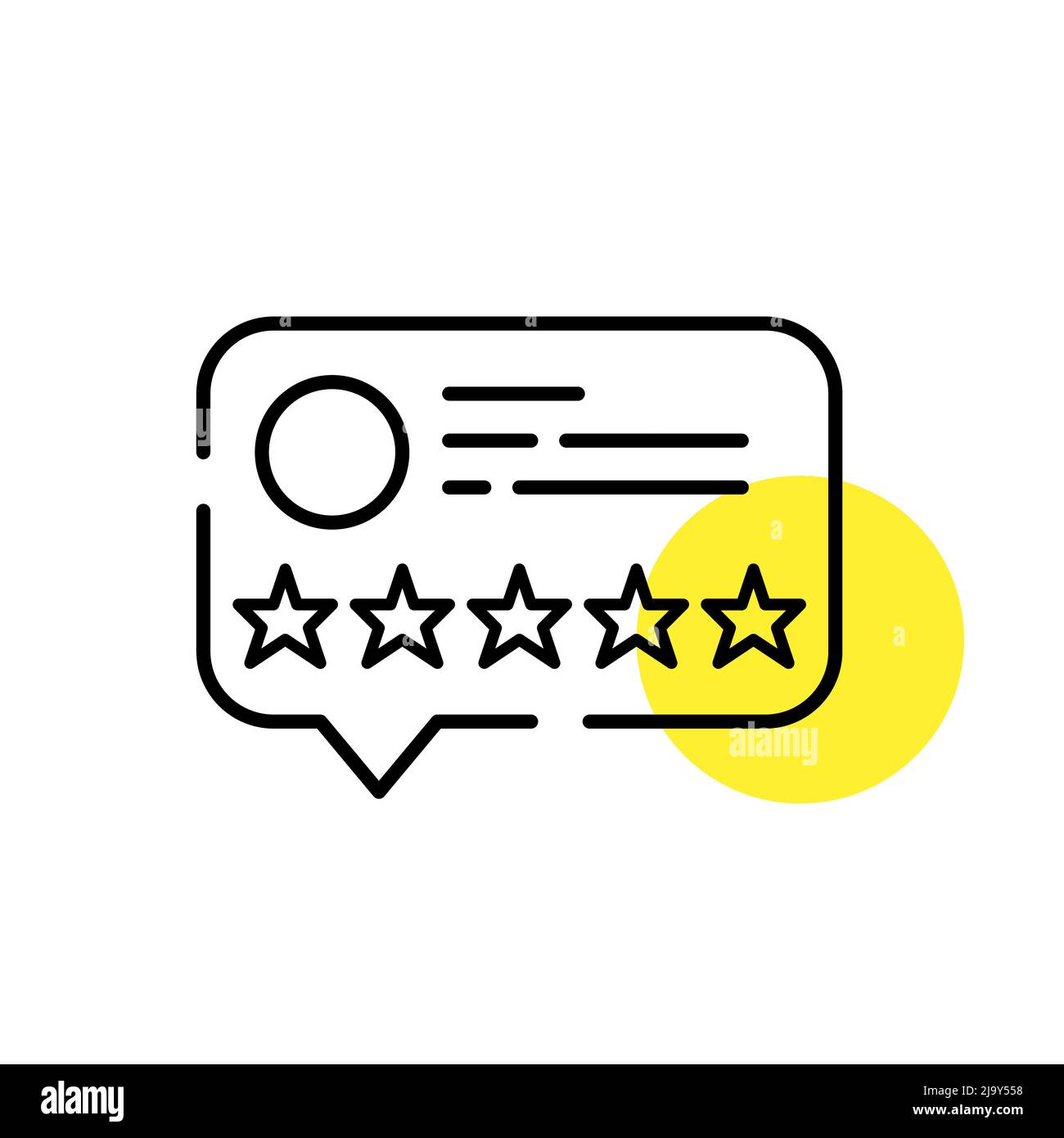 Five star client review. Feedback speech bubble. Pixel perfect, editable stroke line art icon Stock Vector