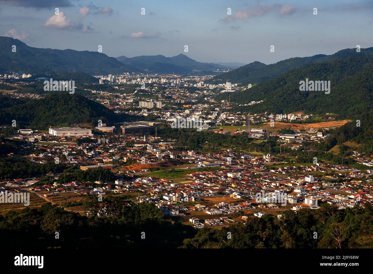 Jaraguá do Sul town as seen from Pico Malwee, Santa Catarina, Brazil