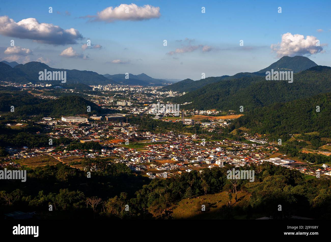 Jaraguá do Sul town as seen from Pico Malwee, Santa Catarina, Brazil