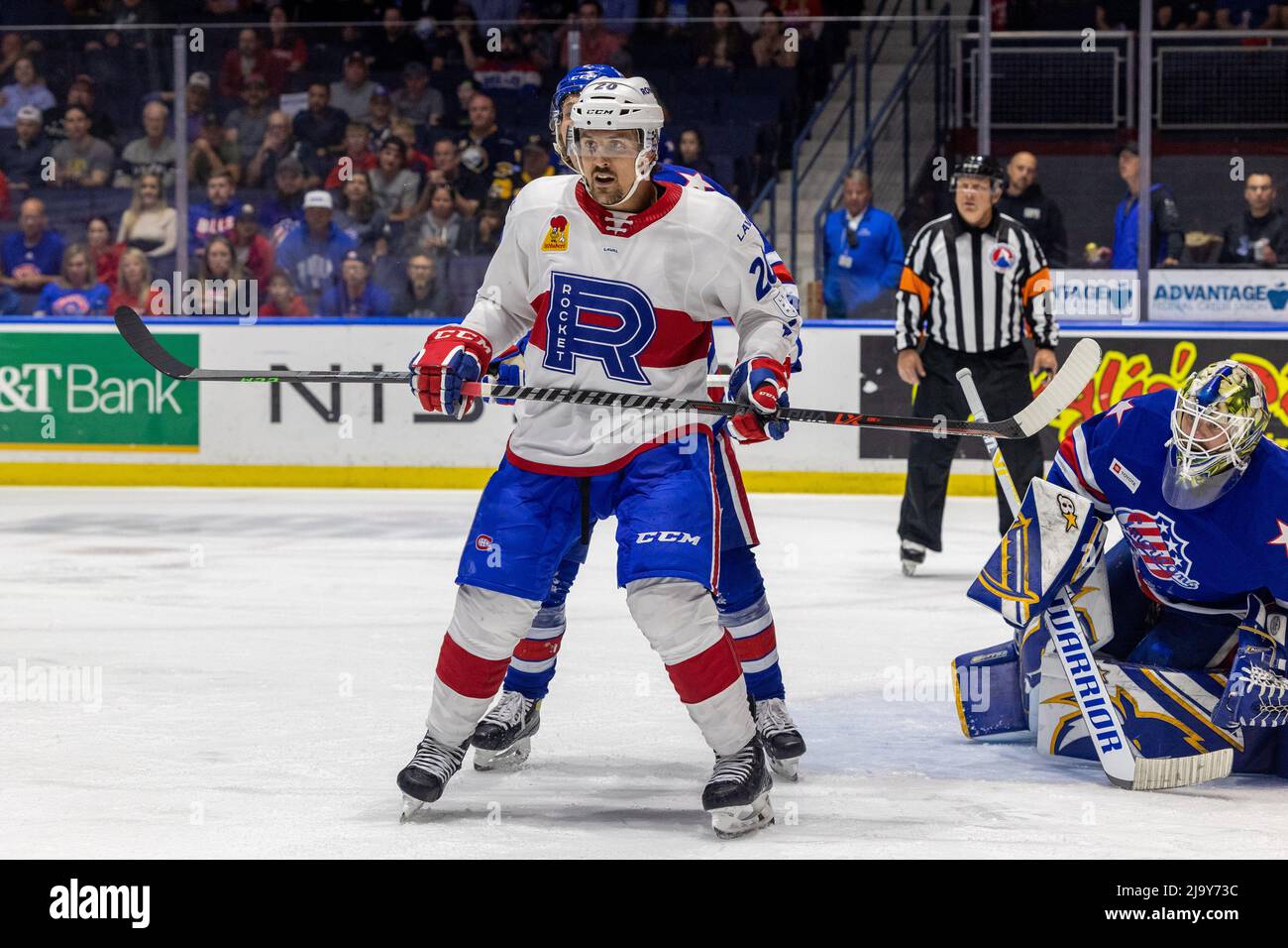 May 25, 2022: Laval Rocket forward Gabriel Bourque (20) stands in front ...