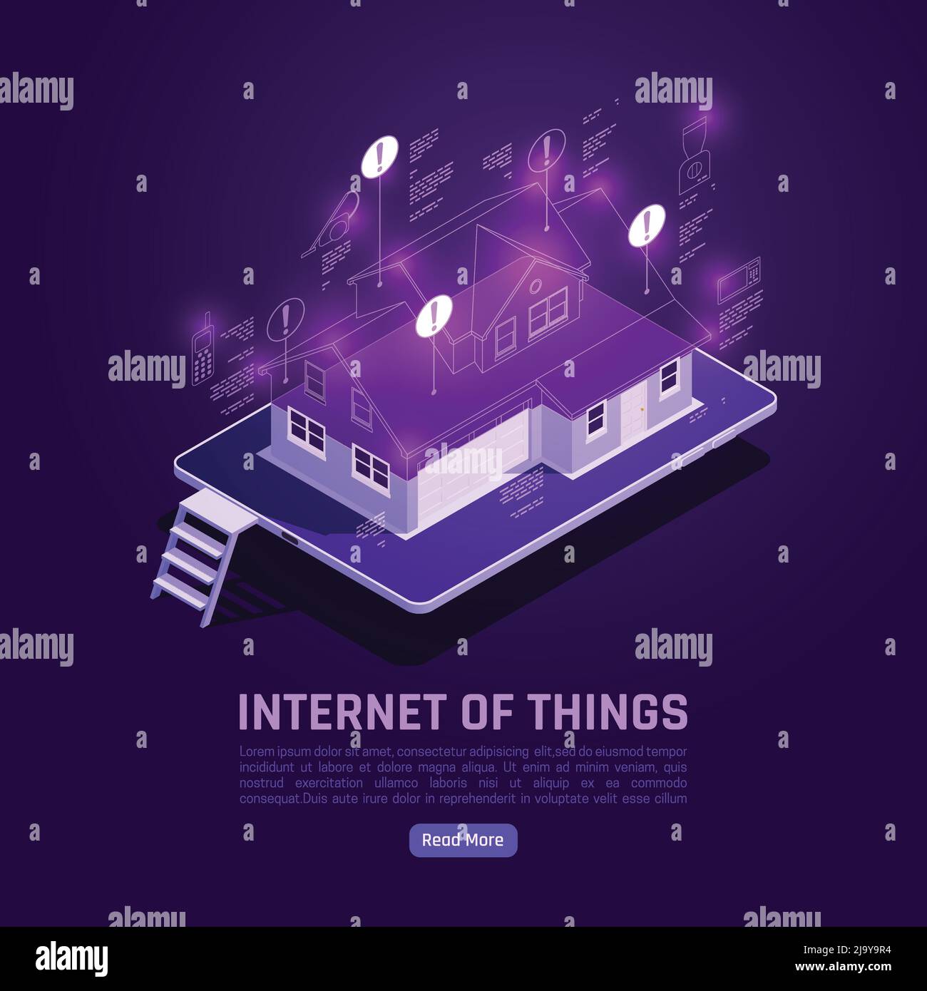Internet of things isometric poster with smart house on screen of ...