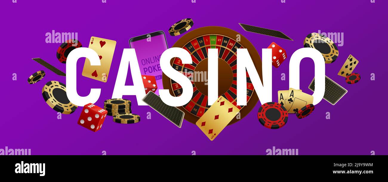 Casino sign letters poker club header title marquee realistic