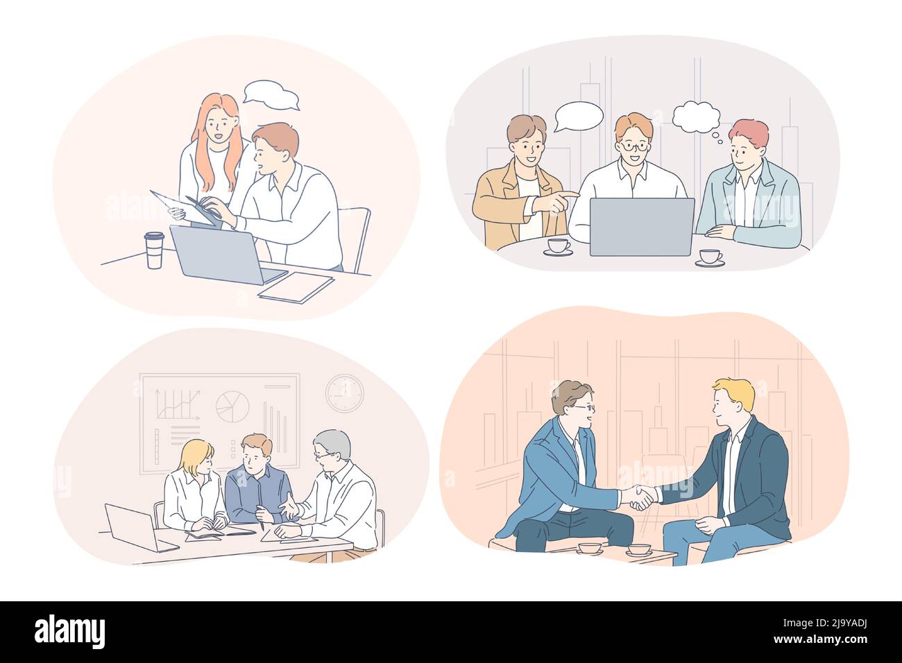 Teamwork, brainstorming, business, negotiations, deal, office