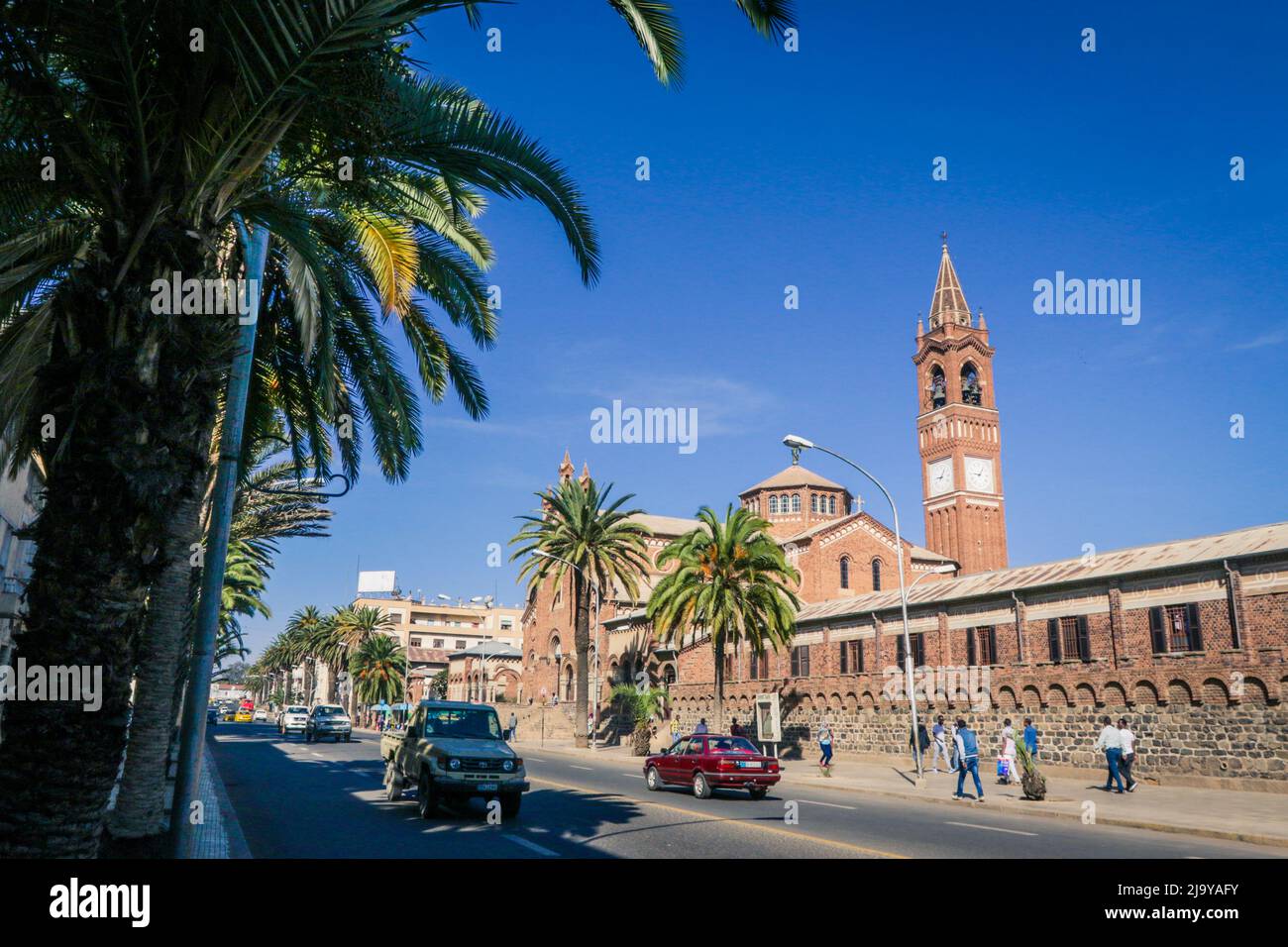 Old Brick Building of the Church of Our Lady of the Rosary in Asmara Stock Photo