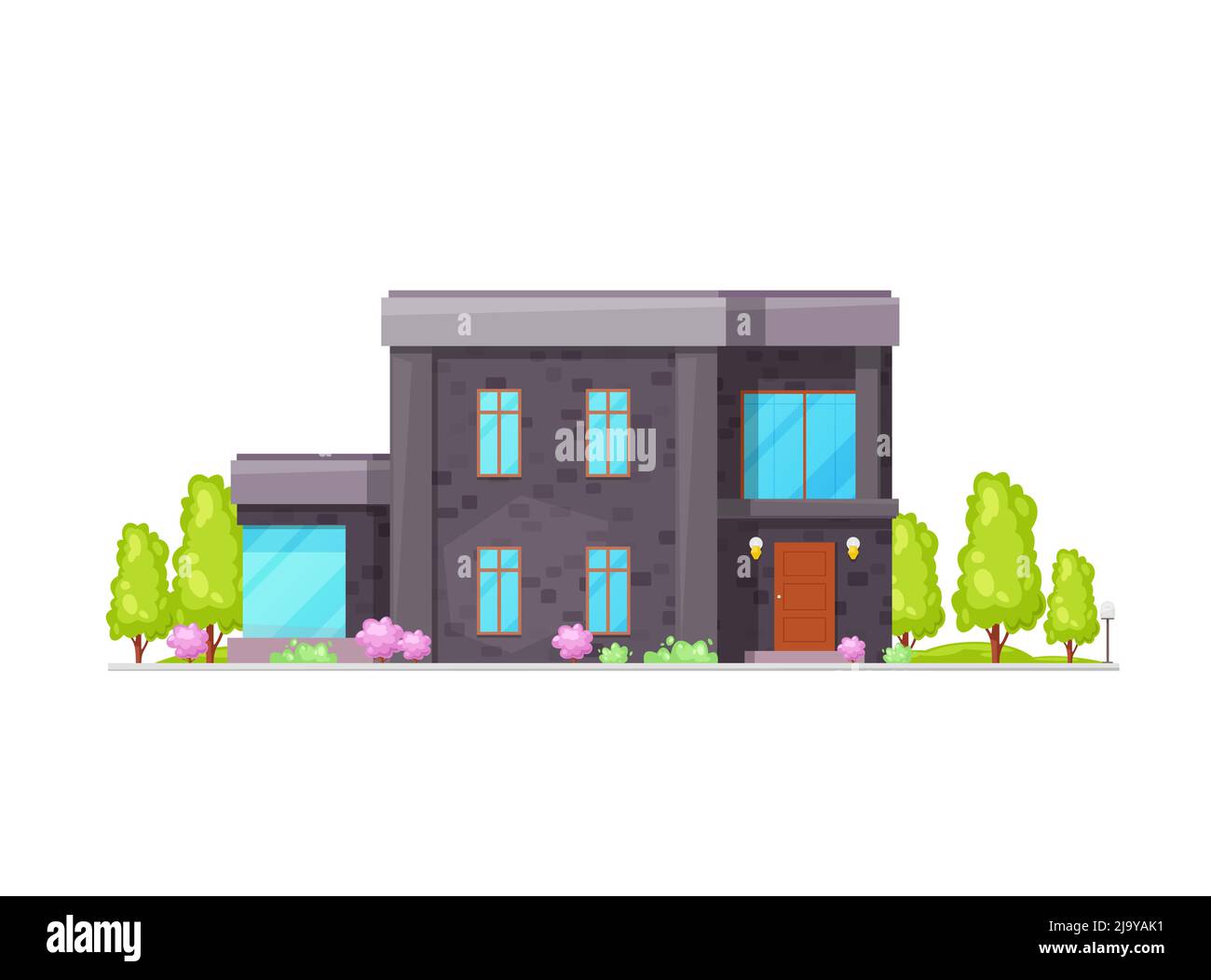 Home Facade Contemporary Modern Flat Style Stock Vector Facade Of New
