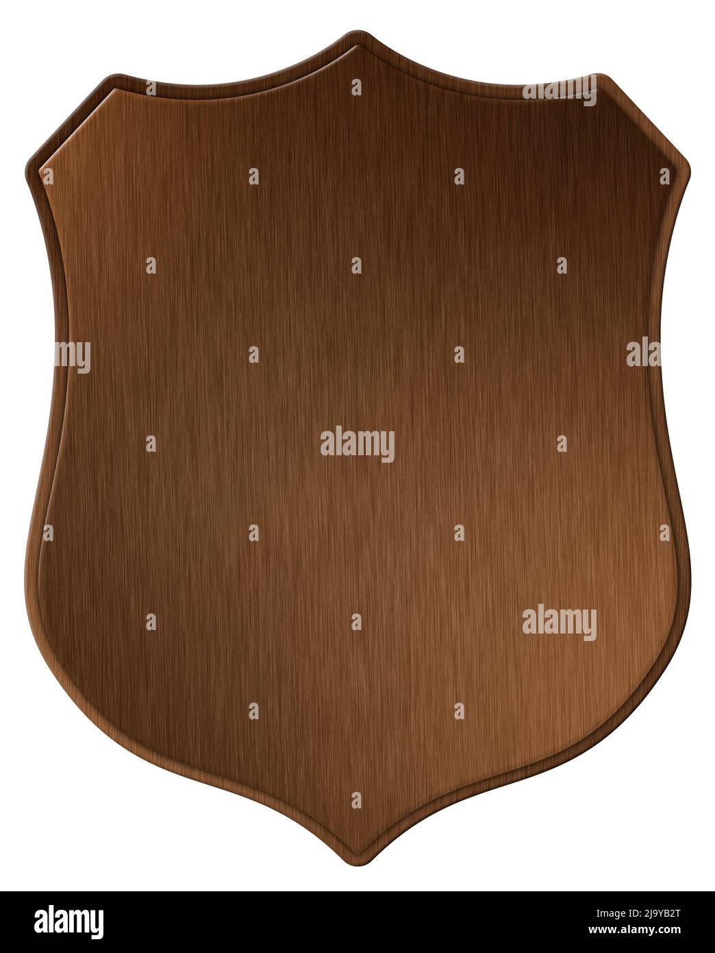 Crest or wooden base shield suitable to contain heraldic symbols or coats of arms, graphic illustration Stock Photo