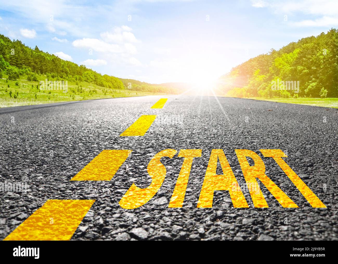 Start point on the path of life success or business, start up. Word