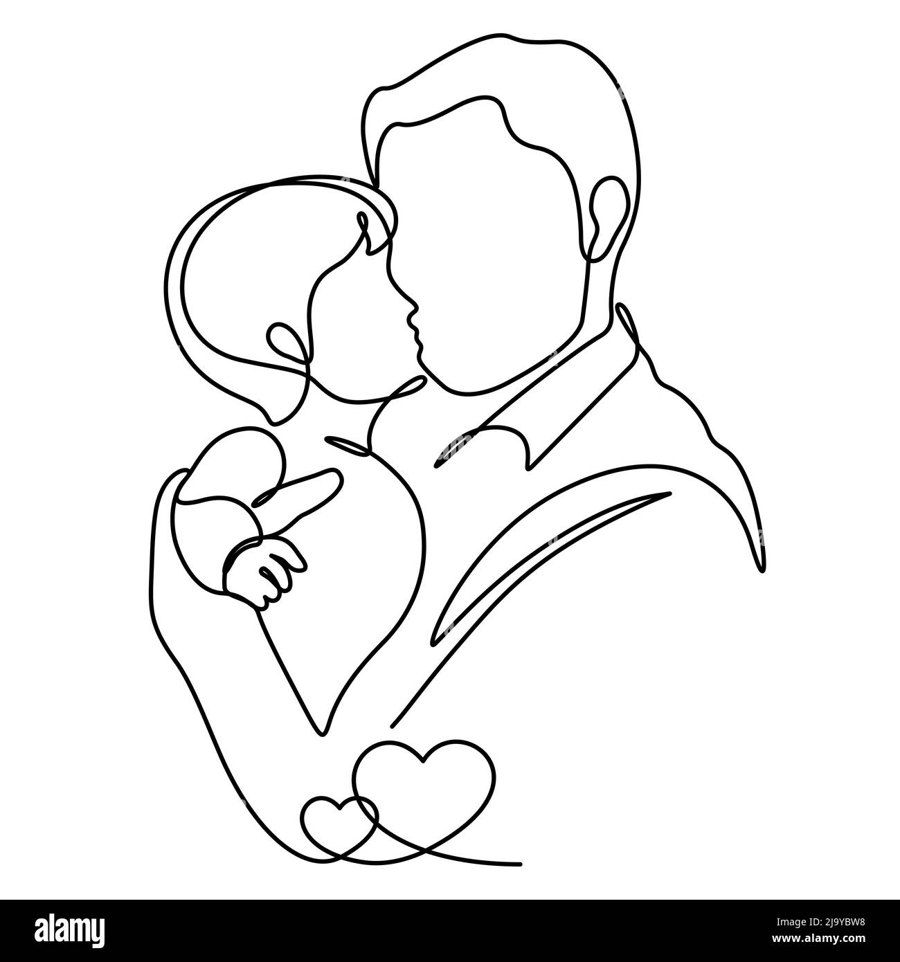 Happy father's day continuous line art illustration for celebration