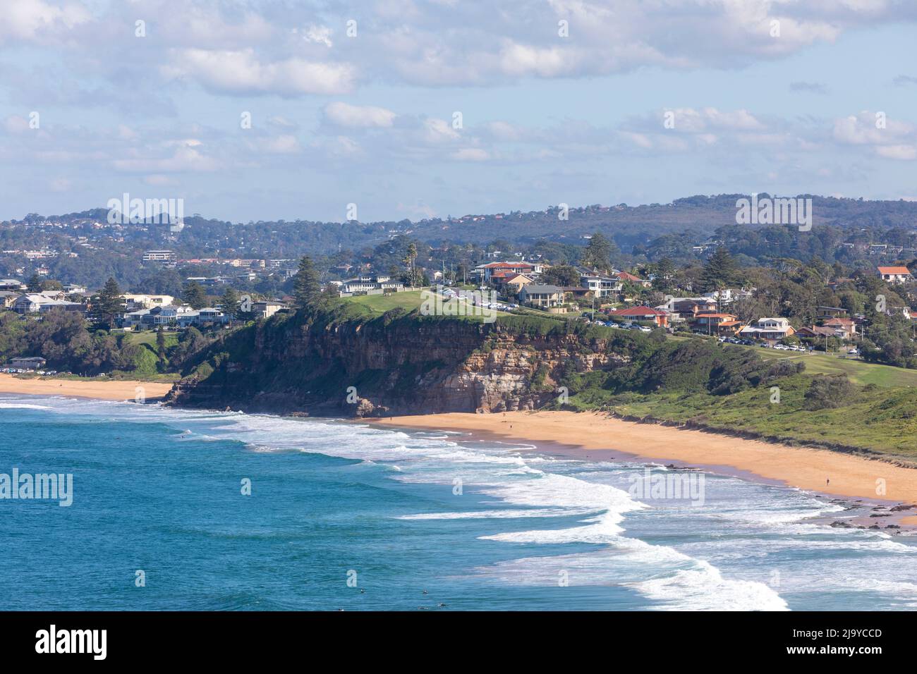 Mona Vale beach (right) and Warriewood beach on Sydney northern beaches