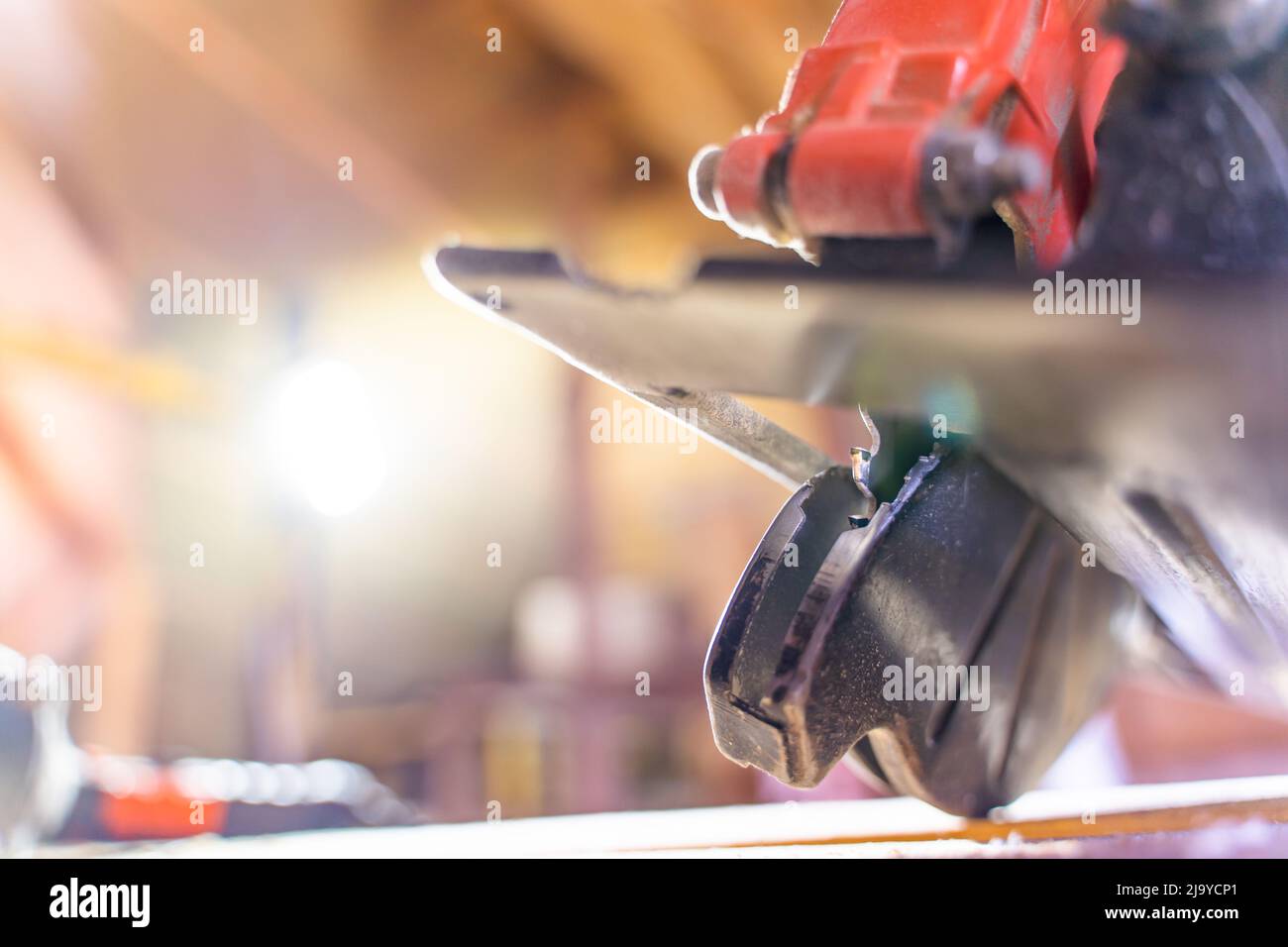 Teeth of a manual circular saw closeup Stock Photo Alamy
