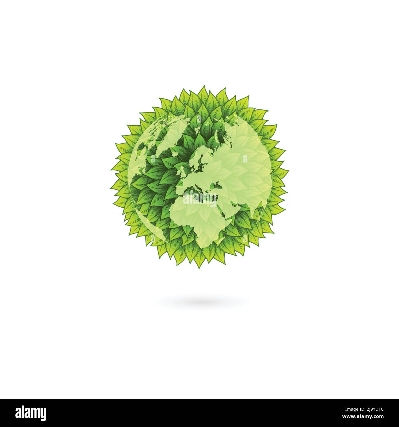Green leaves world map Stock Vector