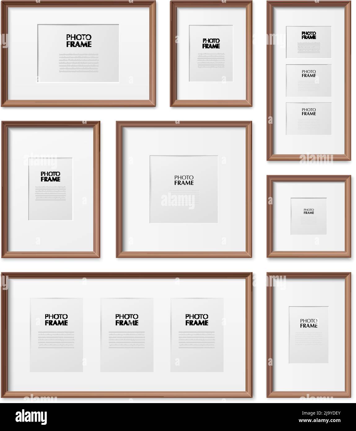 Thin wooden rectangular and square picture frames different sizes dimensions  realistic mockup set isolated vector illustration Stock Vector Image & Art  - Alamy