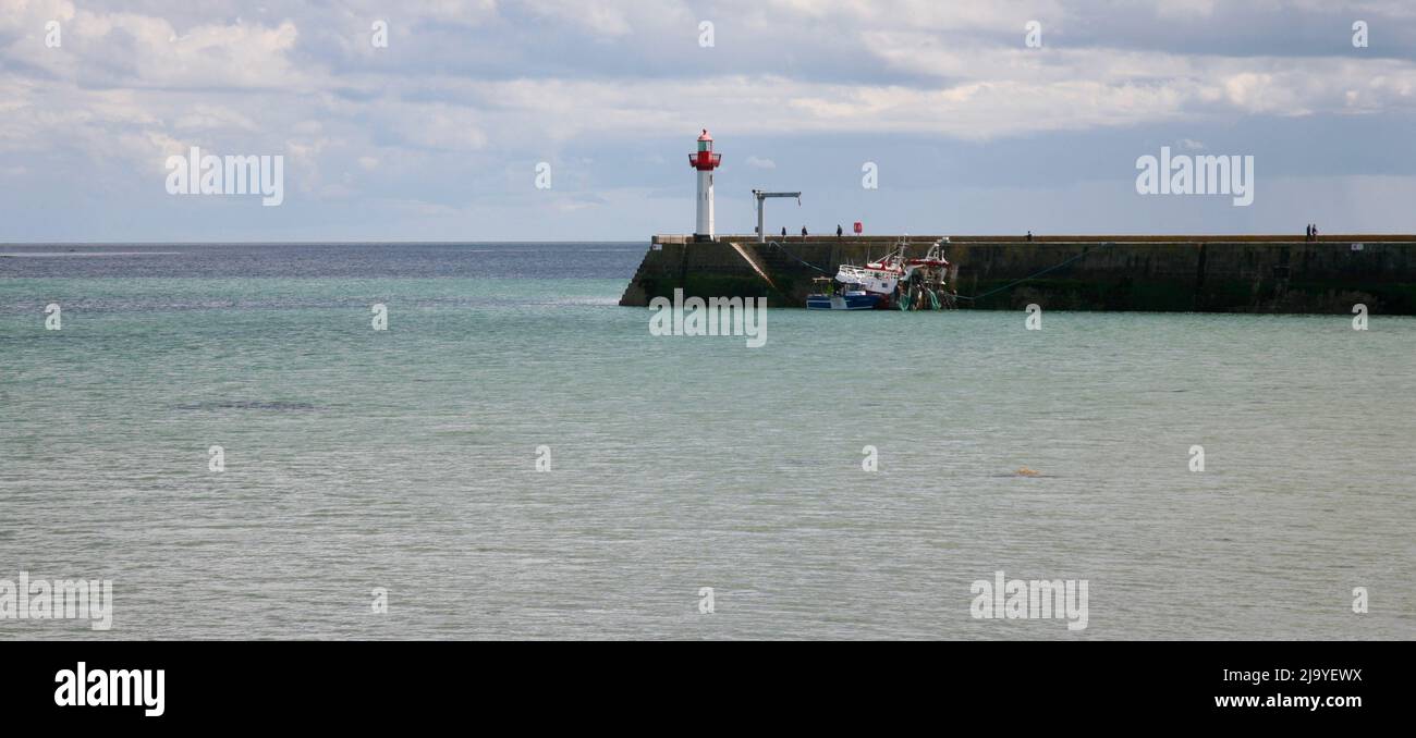 The entrance to the harbour, Saint-Vaast-la-Hougue, Normandy, France, Europe Stock Photo